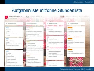 FileMaker Konferenz | Hamburg | 22.-24. Juni 2022
Dokumentation – Thomas Hirt
Aufgabenliste mit/ohne Stundenliste
 