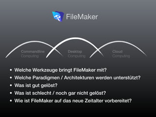 FileMaker Konferenz | Hamburg | 22.-24. Juni 2022
Die Zukunft von FileMaker - Marcel Moré
Commandline
Computing
Desktop
Co...