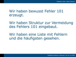 FMK2022 FileMaker Fehler von Martin Schwarz