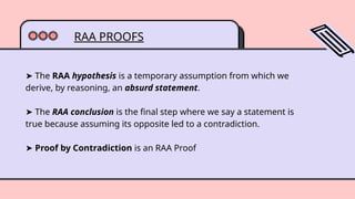 Modern approach to Axiomatics - RAA Proof and Negation | PPTX