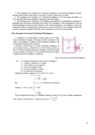 13
Flow through an External Cylindrical Mouthpiece:
Fig.9. External Cylindrical Mouthpiece
 