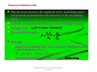 frequency modulation index
Pavithran Puthiyapurayil, Maldives National
University
6
 