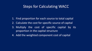 Capital structure decisions, cost of capital, weighted average cost of ...