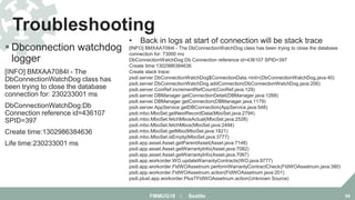  Dbconnection watchdog
logger
[INFO] BMXAA7084I - The
DbConnectionWatchDog class has
been trying to close the database
co...