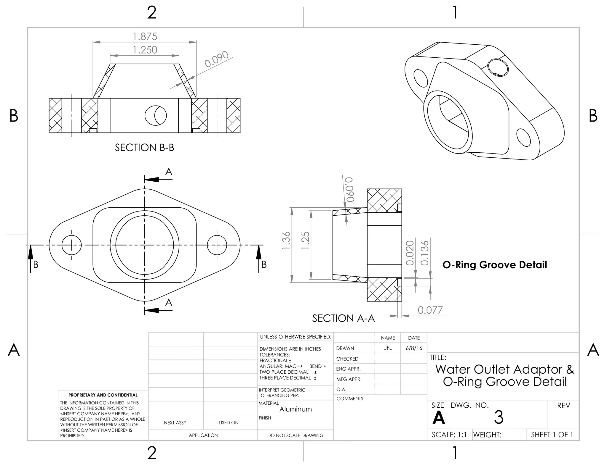 Miata water outlet adaptor and o ring groove detail PPT