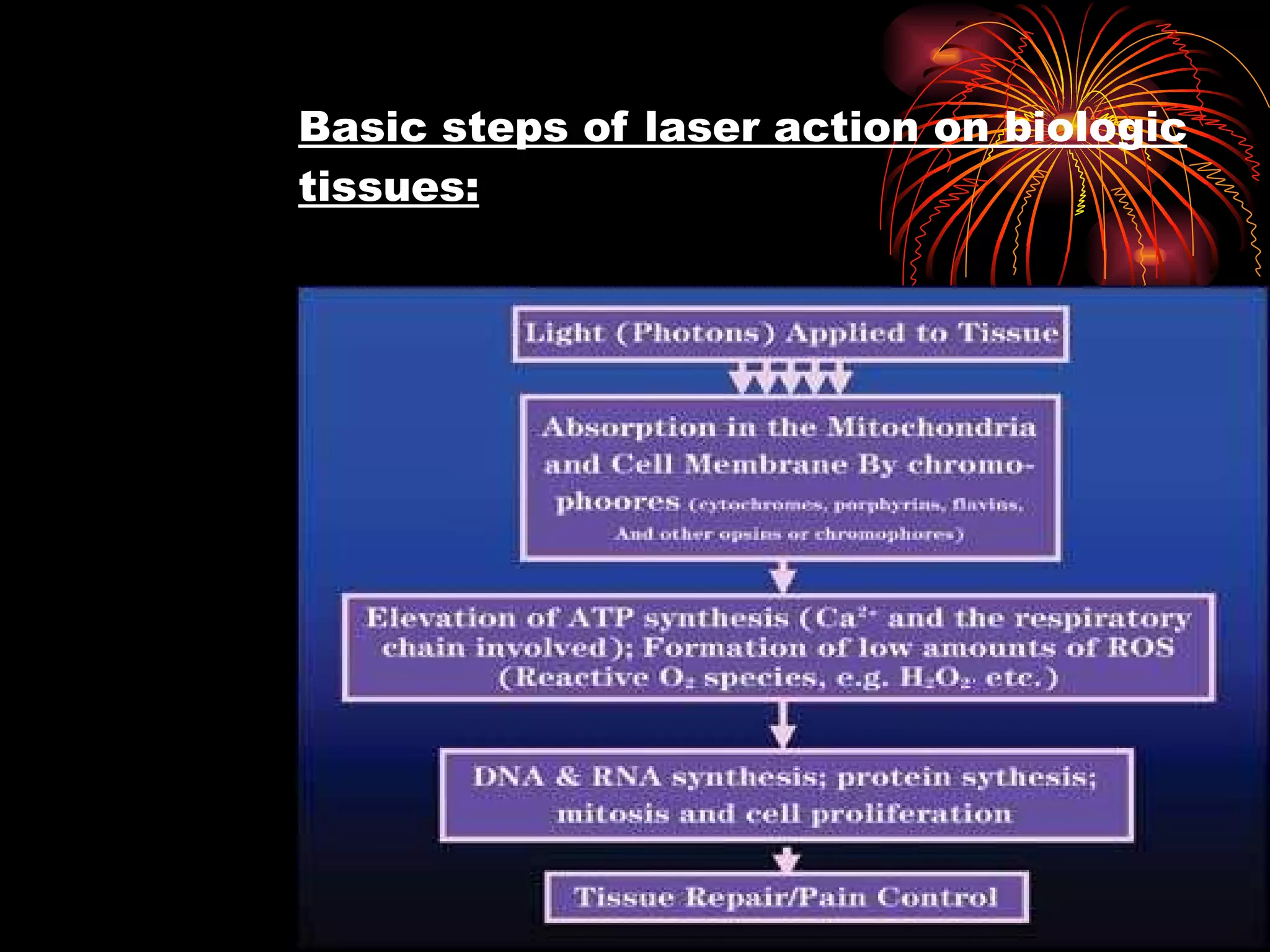 Basic steps of laser action on biologic tissues: 