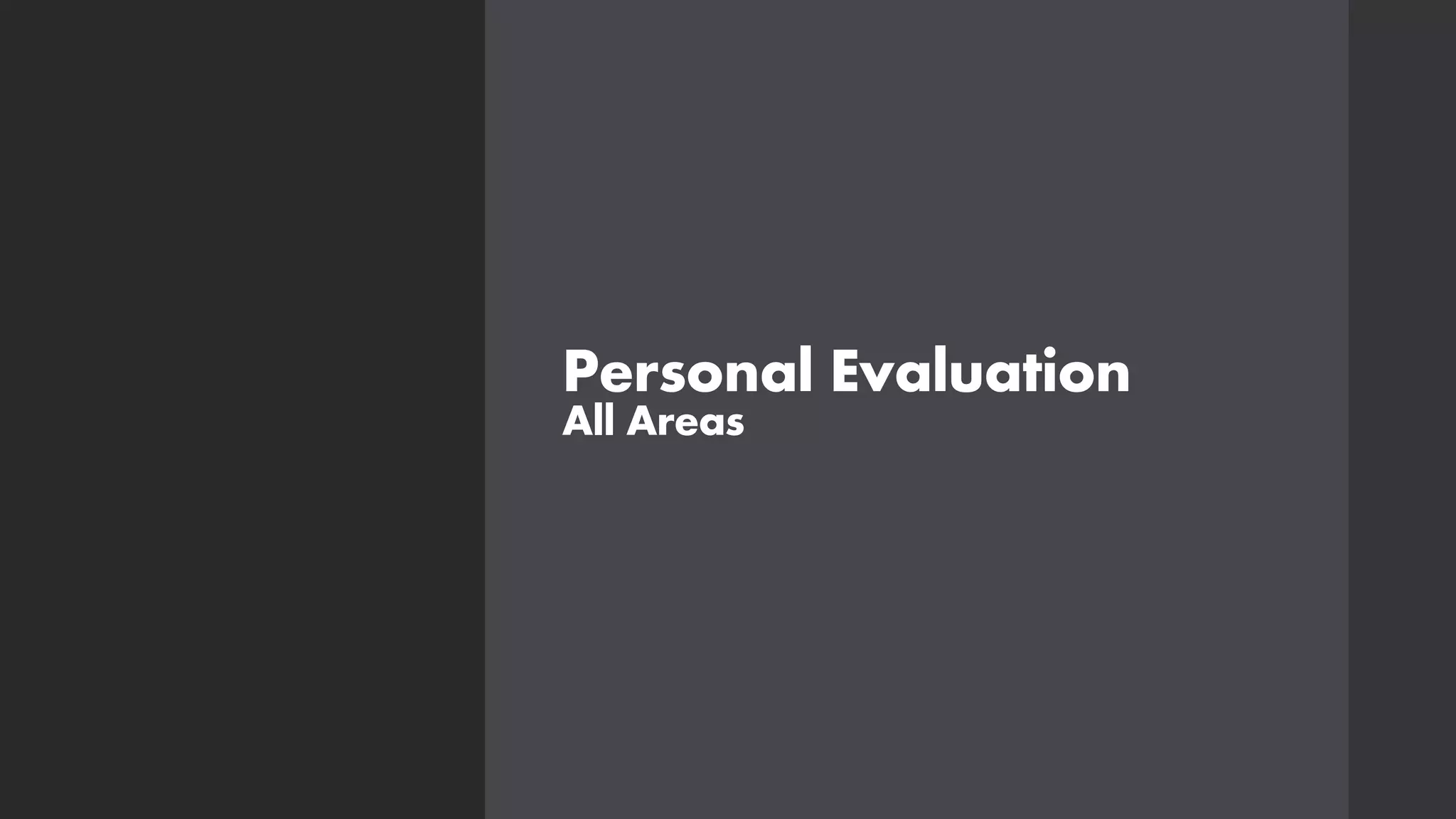 Personal Evaluation
All Areas
 