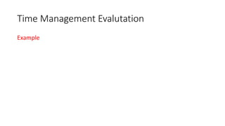Time Management Evalutation
Example
 