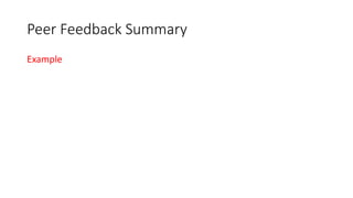 Peer Feedback Summary
Example
 