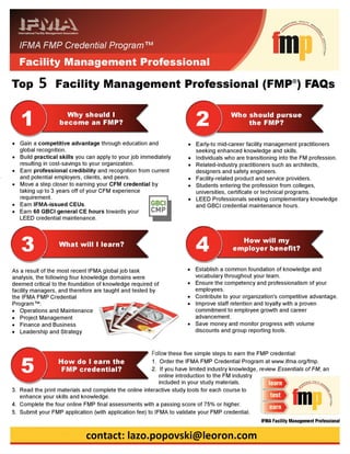 IFMA FMP Facility management professional FACTS