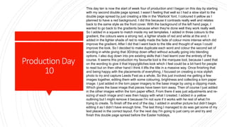 ProductionDay
10
This day ten is now the start of week four of production and I began on this day by starting
with my second double page spread. I wasn’t feeling that well so I had a slow start to the
double page spread by just creating a title in the 'Warlock' font. I coloured it yellow as I
planned to have a red background. I did this because it contrasts really well and relates
back to the same style as the front cover. With the background of the left hand page, I
wanted to go back to the gradients because when they're done well they work really well.
So I added in a square to match inside my set templates. I added in three colours to the
gradient, the colours were a strong red, a lighter shade of red and white at the end. I
added in the lighter shade of red to really made the fade of colour more intense which did
improve the gradient. After I did that I went back to the title and thought of ways I could
improve the look. So I decided to make duplicate each word and colour the second set of
wording in white giving that 3D/drop down effect without actually going into blending
options. I also dug down into pre existing skills that I had learnt over the entirety of the
course. It seems this production my favourite tool is the marquee tool, because I used that
on the wording to give it that trippy/glitches look which I feel could be a bit hard for people
to read but on then other hand I think it lifts the title in a massive way. Once finishing that
and being happy with the placements of everything, I focused on creating a nice stylish
photo to try and capture Leeds Fest as a whole. So this just involved me getting a few
images together, editing them with some colouring, brightness and collecting a torn paper
image. I just added in the torn paper imagery to the base image by using a clipping mask.
Which gives the base image that pieces have been torn away. Then of course I just added
in the other images within the torn paper effect. From there it was just adjustments and re-
sizing of each image and I was then happy with what I created. I added in a yellow
outlining but I might remove it because I'm not sure if it works with he rest of what I'm
trying to create. To finish off the end of the day, I added in another picture but didn’t begin
editing it as I didn’t have enough time. The last thing I managed to do was get some of my
text placed in the correct layout. For the next day I'm going to just carry on and try and
finish this double page spread before the Easter holidays.
 