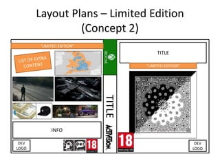 Layout Plans – Limited Edition
(Concept 2)
TITLE
IMAGE
IMAGE
INFO
DEV
LOGO
DEV
LOGO
TITLE
“LIMITED EDITION”
“LIMITED EDITION”
IMAGE
 