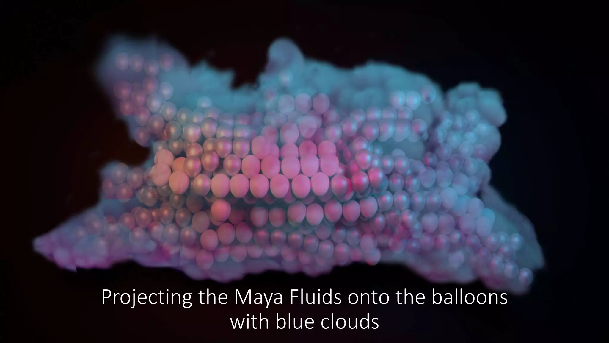 Projecting the Maya Fluids onto the balloons
with blue clouds
 