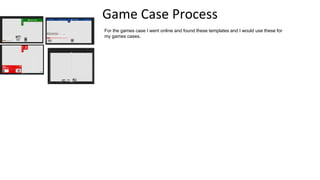 Game Case Process
For the games case I went online and found these templates and I would use these for
my games cases.
 
