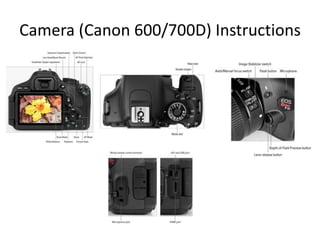 Camera (Canon 600/700D) Instructions
 