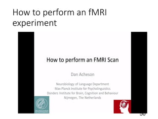 How to perform an fMRI
experiment
50
 