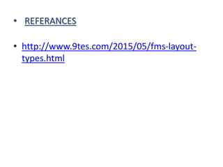 • REFERANCES
• http://www.9tes.com/2015/05/fms-layout-
types.html
 