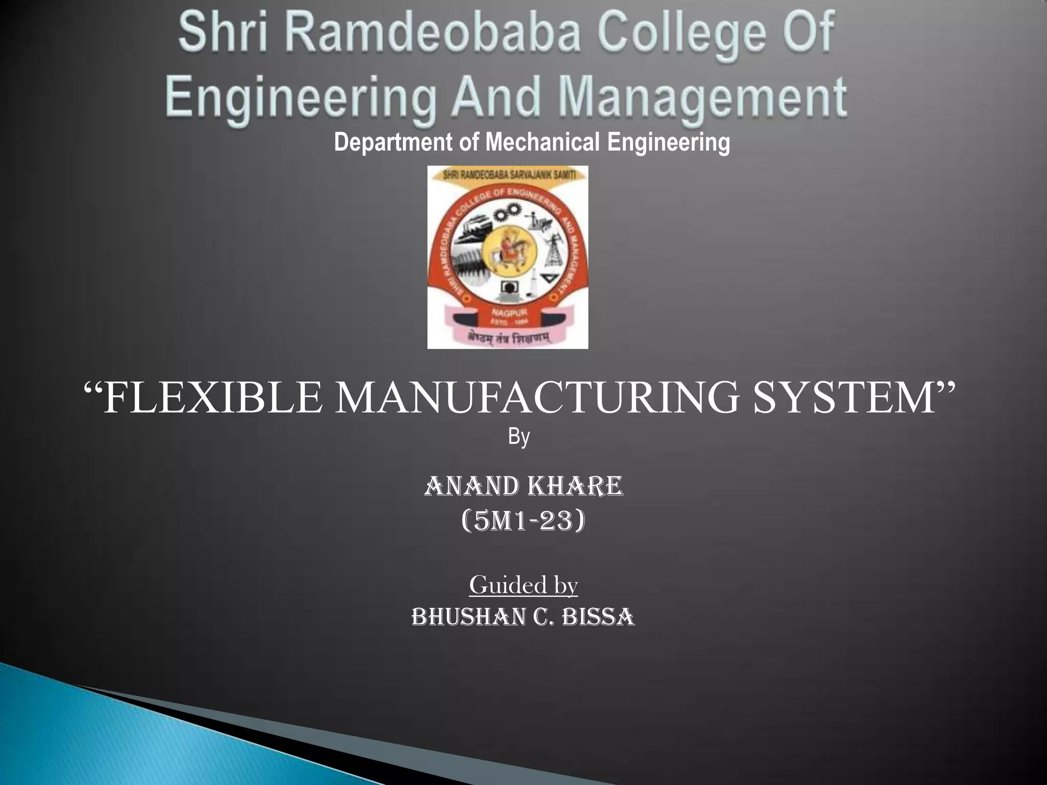 FLEXIBLE MANUFACTURING SYSTEM | PPTX