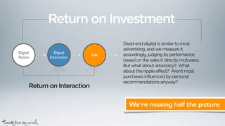 Return on Investment
                                     Dead-end digital is similar to most
                            ...