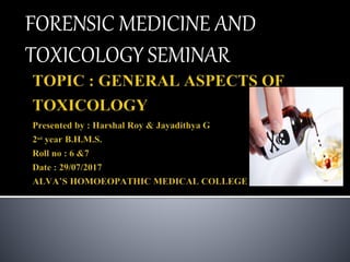 FORENSIC MEDICINE AND
TOXICOLOGY SEMINAR
 