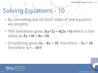Using algebraic equations. Simple Linear Equations | PPT