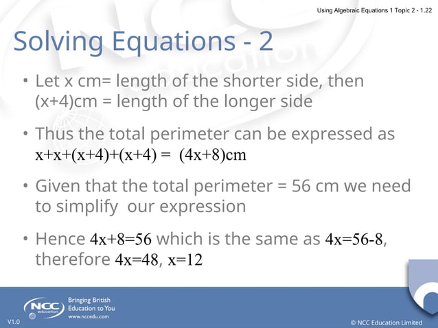 Using algebraic equations. Transposing equations | PPT