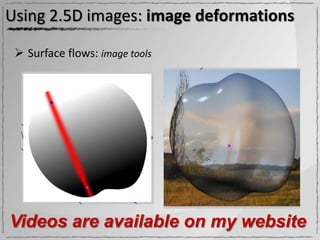 Using 2.5D images: image deformations

  Surface flows: image tools




Videos are available on my website
 