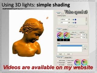 Using 3D lights: simple shading




Videos are available on my website
 