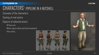 Pierre-Yves Donzallaz & Tiago Sousa FMX 2013 79
CHARACTERSPIPELINE IN A NUTSHELL
Concepts of the characters
Casting of real actors
Capture of selected actors
3D face scan
Motion capture (body and facial animations)
Voice acting
 