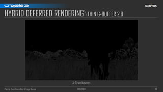 Pierre-Yves Donzallaz & Tiago Sousa FMX 2013 99
HYBRID DEFERRED RENDERINGTHIN G-BUFFER 2.0
A: Translucency
 