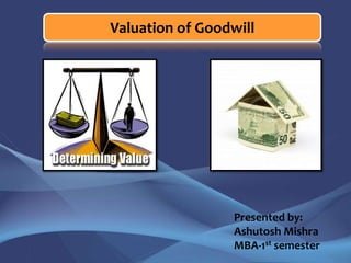 Valuation of Goodwill Presented by: Ashutosh Mishra MBA-1stsemester 