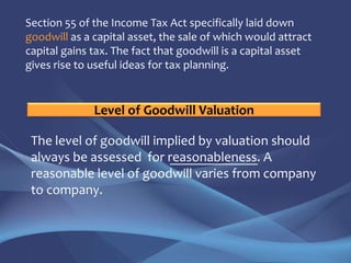 Section 55 of the Income Tax Act specifically laid down goodwill as a capital asset, the sale of which would attract capit...