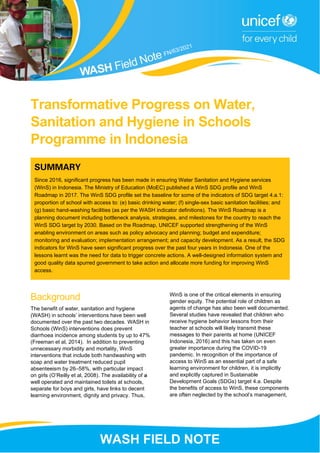 Transformative Progress on Water, Sanitation and Hygiene in Schools ...