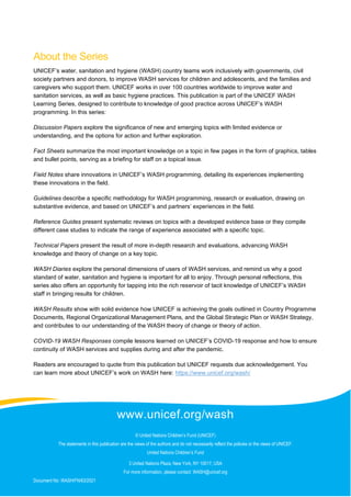 Transformative Progress on Water, Sanitation and Hygiene in Schools ...