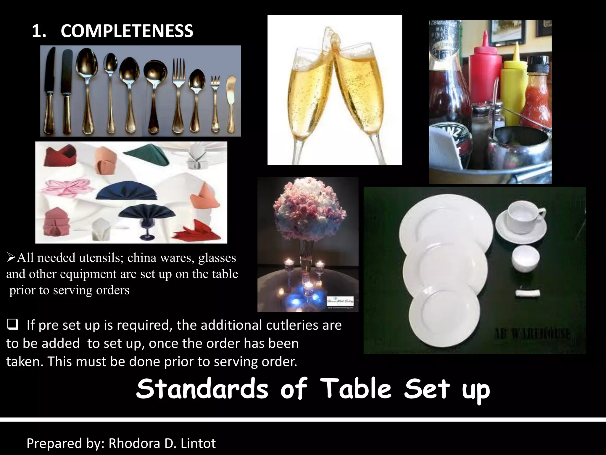 Fnb standard of table set up PPT