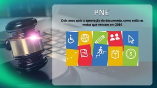 Dois anos após a aprovação do documento, como estão as
metas que vencem em 2016
 