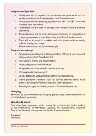 5 days programme on "Finance for Non-Finance Executives"