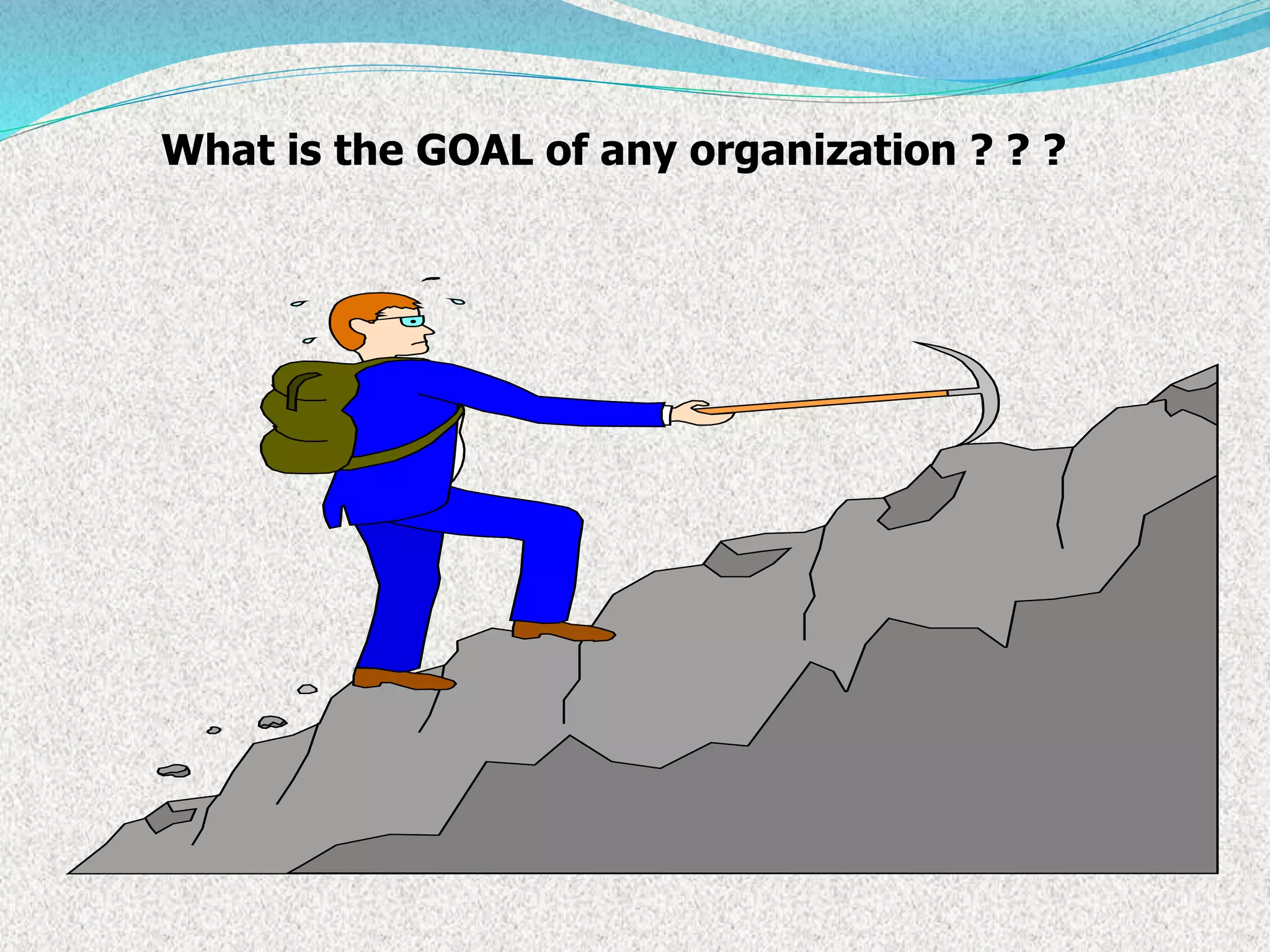 What is the GOAL of any organization ? ? ?
 