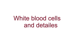 White blood cells 
and detailes 
 