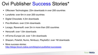 Ovi Publisher Success Stories*Offscreen Technologies: 25m downloads in over 200 countries