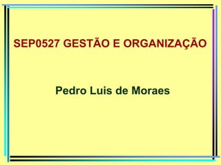 Pedro Luis de Moraes
SEP0527 GESTÃO E ORGANIZAÇÃO
 