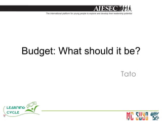 Budget: What should it be?

                     Tato
 