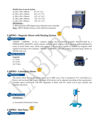 Muffla Laboratory products equipments | PDF