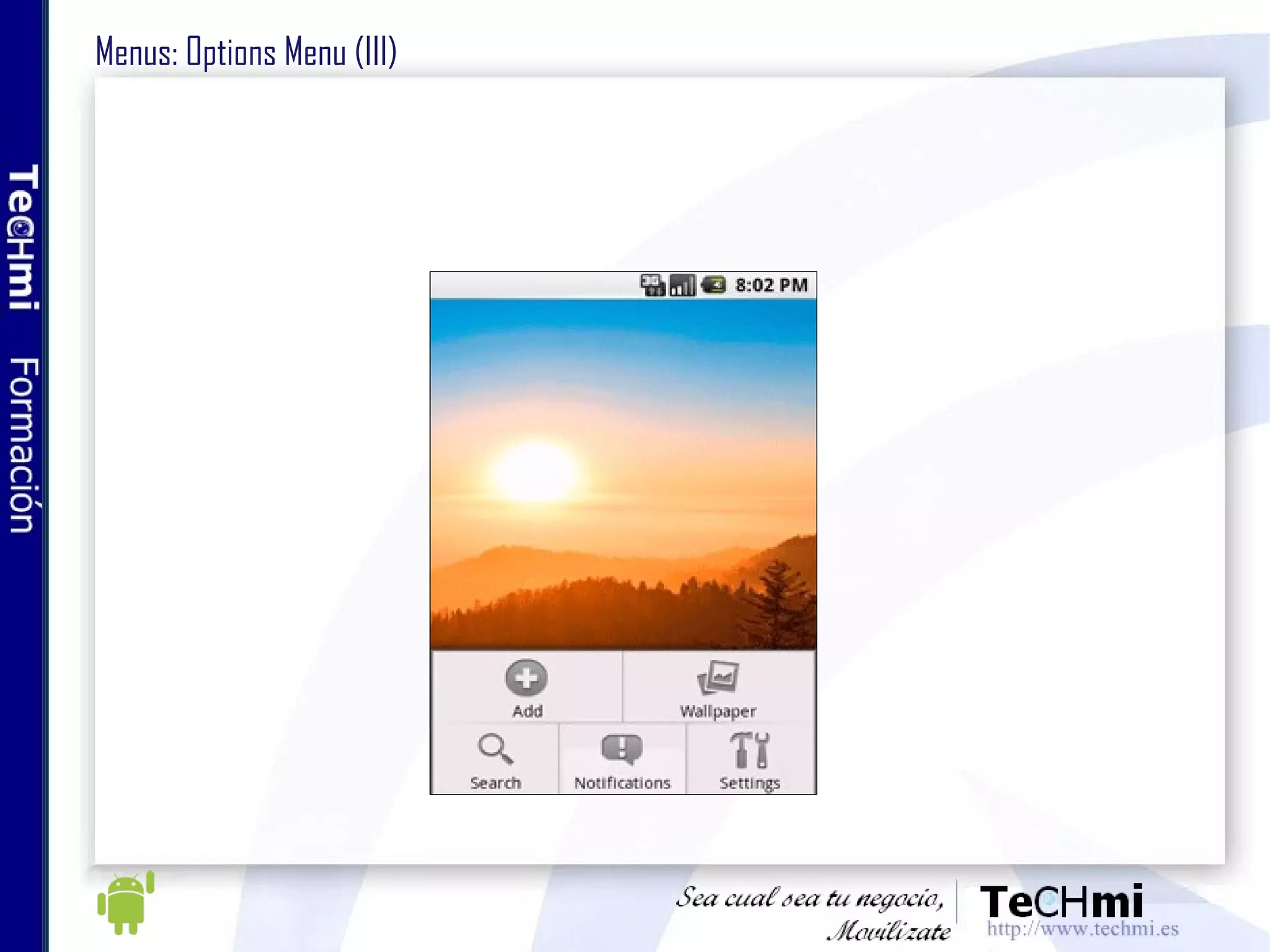 Menus: Options Menu (III) 