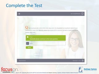 Session 103 – Extending LRSs and the xAPI for Event-driven Blended-and Adaptive Learning | Speakers: Shrikant Pattathil, Mahesh Kharade
Complete the Test
 