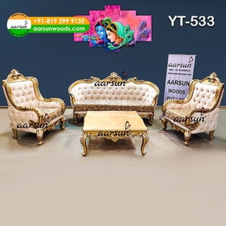 Royal Living Room Sofa Set in Classic Gold 