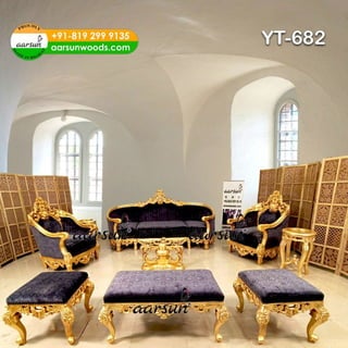 Italian Sofa Set with Gold Leafing YT