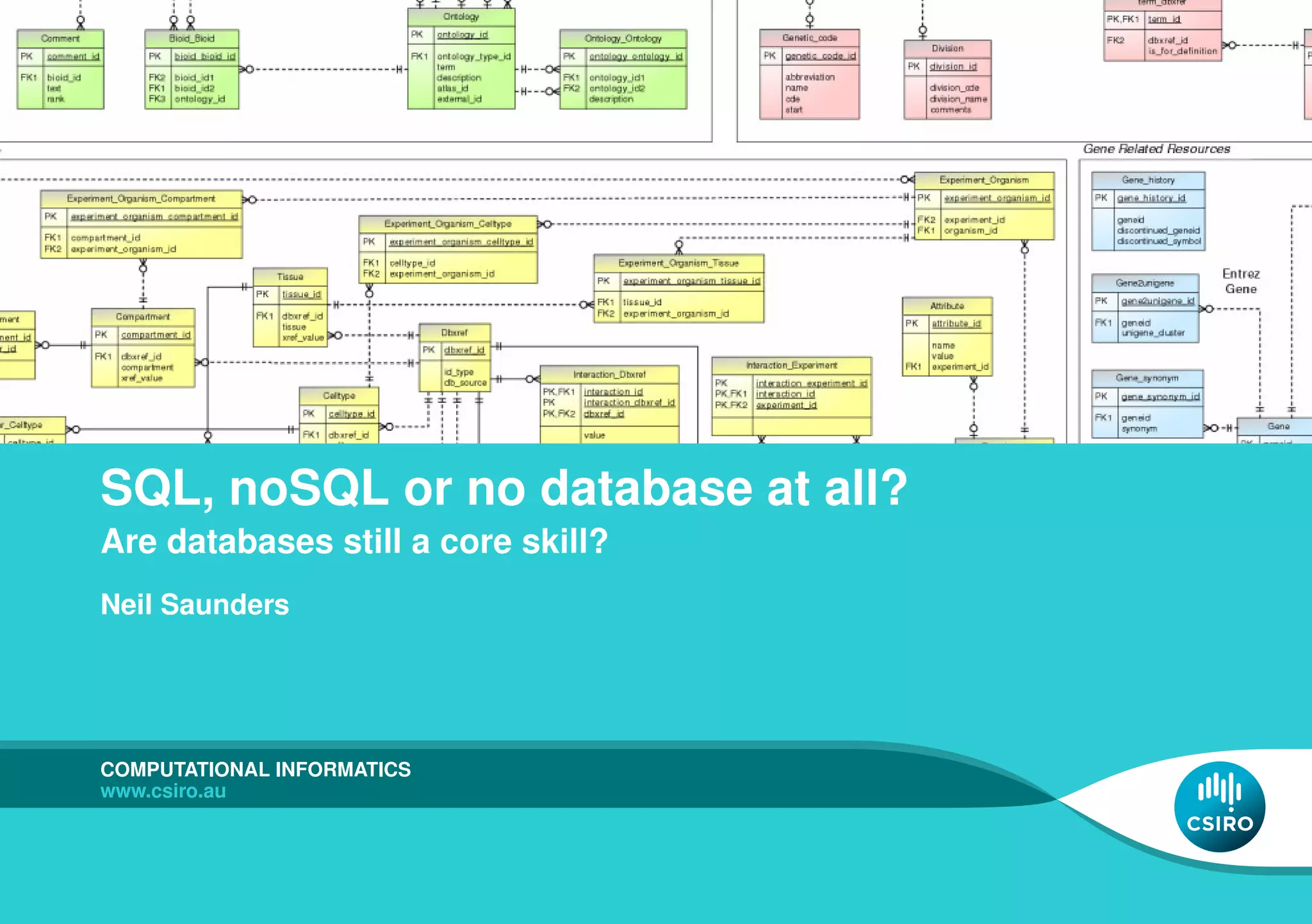 SQL, noSQL or no database at all? Are databases still a core skill? PPT