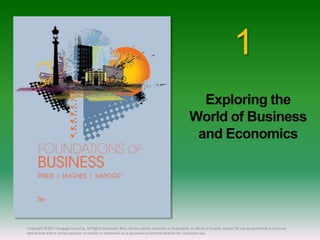Copyright ©2017 Cengage Learning. All Rights Reserved. May not be copied, scanned, or duplicated, in whole or in part, except for use as permitted in a license
distributed with a certain product or service or otherwise on a password-protected website for classroom use.
1
Exploring the
World of Business
and Economics
 