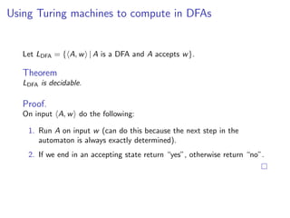 Turing Universal Machine Theorem universal turing machine computer science | PDF